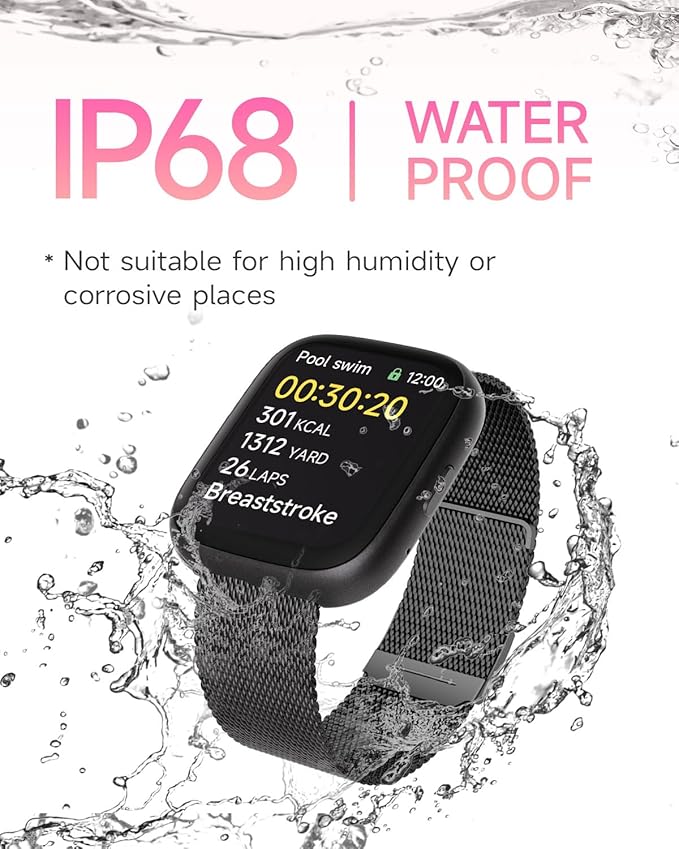 Smart Watch for Women Men, No Phone No APP Needed,1.83" Fitness Tracker Watch with Heart Rate/Step Tracker/Pedometer/Sleep, IP68 Waterproof Metal Smartwatch Compatible iOS Android