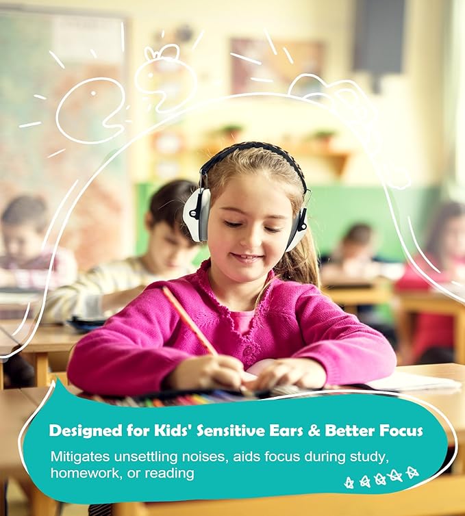 PROHEAR 032 2.0 Noise Cancelling Headphones for Kids - 25dB Noise Reduction - Adjustable Sensory Ear Protection Muffs for Concert, Fireworks, Monster Truck Shows, School - White