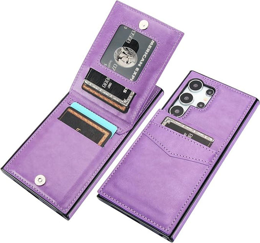 KIHUWEY for Samsung Galaxy S24 Ultra Case Wallet with Credit Card Holder, Flip Premium Leather Magnetic Clasp Kickstand Heavy Duty Protective Cover for Samsung Galaxy S24 Ultra 6.8" (Purple)