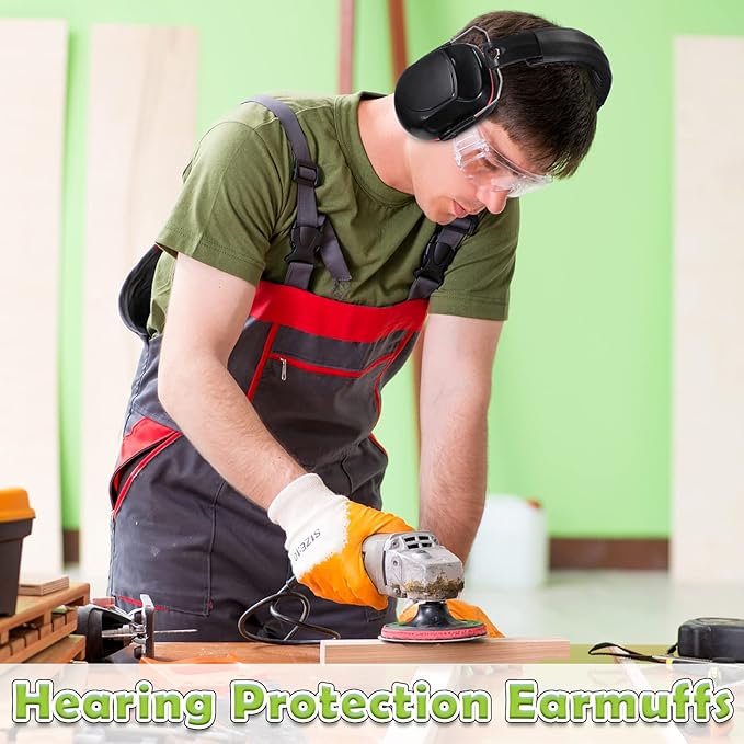 4 Pack NRR 28dB Safety Ear Muffs, Foldable Noise Reduction Safety Ear Protection Adult Noise Cancelling Earmuffs for Shooting