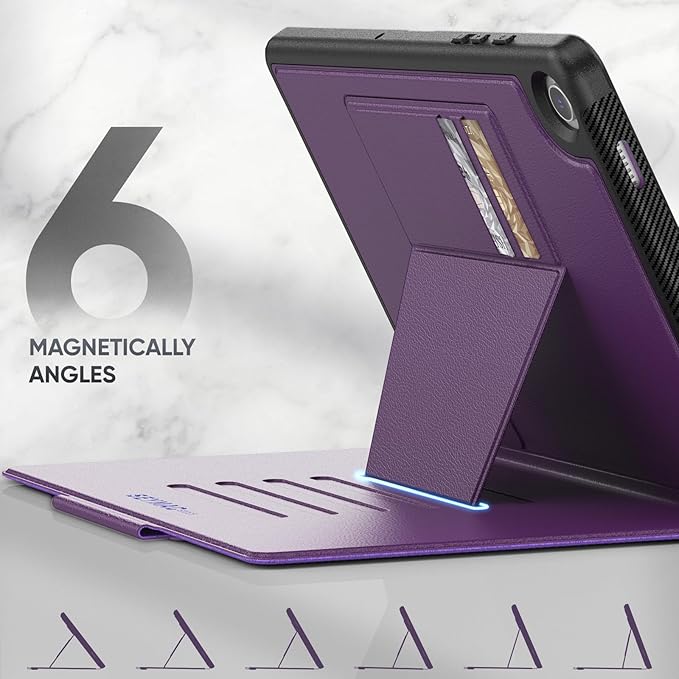 SEYMAC stock Case for Samsung Galaxy Tab A9+ Plus 11'', Auto Sleep/Wake Case with Magnetic Multi-Angles Stand, Card Slot for Galaxy Tab A9+/ A9 Plus 11'' SM-X210/X216/X218, (Purple)