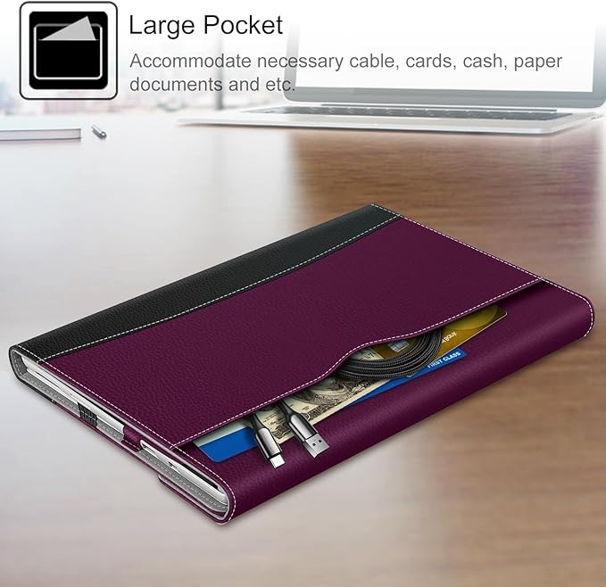 Fintie Case for 12.3 Inch Microsoft Surface Pro 7 Plus, Surface Pro 7/6/5/4/3 - Portfolio Business Cover with Pocket, Compatible with Type Cover Keyboard, Purple