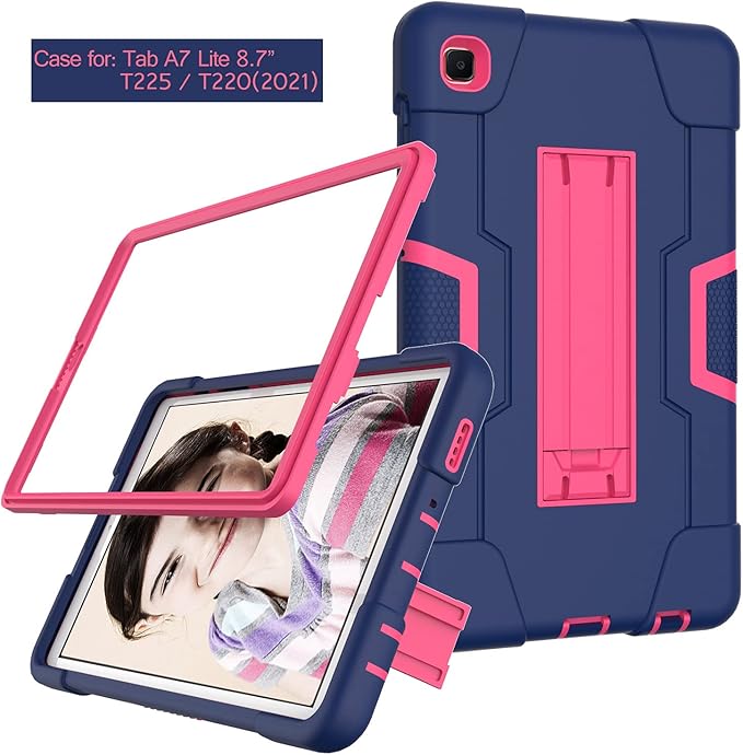 Case for Samsung Galaxy Tab A7 Lite 8.7" 2021, Heavy Duty Hard PC Soft Silicone Shockproof Rugged High Impact Protective Kickstand Case for Galaxy Tab A7 Lite 8.7 inch (SM-T220 SM-T225)