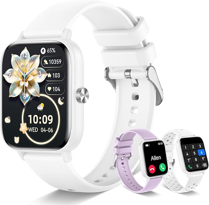 Smart Watch for Women with Bluetooth Call/Read Messages, 1.83" Activity Trackers with 100+ Sports Modes, Step Counter, Heart Rate Monitor, Sleep Tracker, Smartwatch Compatible Android iOS, White