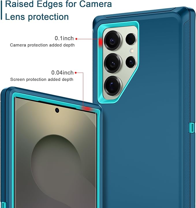 for Samsung Galaxy S25 Ultra Case Heavy Duty Protective Shockproof Dropproof 3-Layer Full Body Protection [Without Screen Protector] Tough Rugged Case for Galaxy S25 Ultra,Turquoise