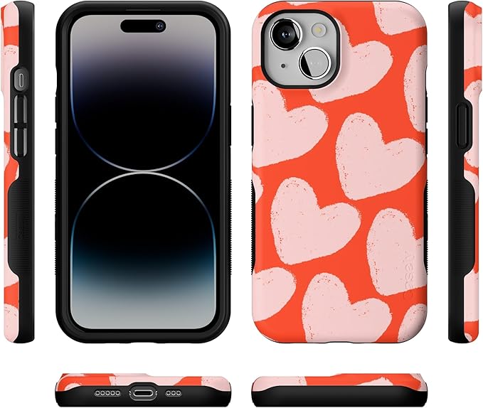 Casely iPhone 14 Case | Love You More | Heart Doodle | Compatible with MagSafe | Bold Protective Design