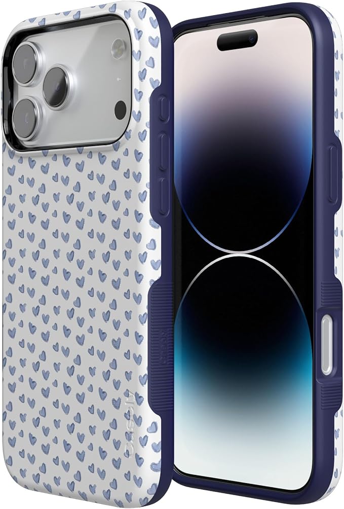 Casely iPhone 17 Pro Case | Lovebug | Blue Hearts | Compatible with MagSafe | Bold Protective Design