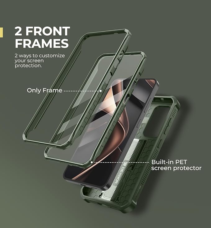 Dexnor for Samsung Galaxy S25 Case with Built-in Slide Camera Cover & Screen Protector & Kickstand,Heavy-Duty Shockproof Rugged Case Full-Body Bumper Protective Cover for Galaxy S25(2025),Army Green