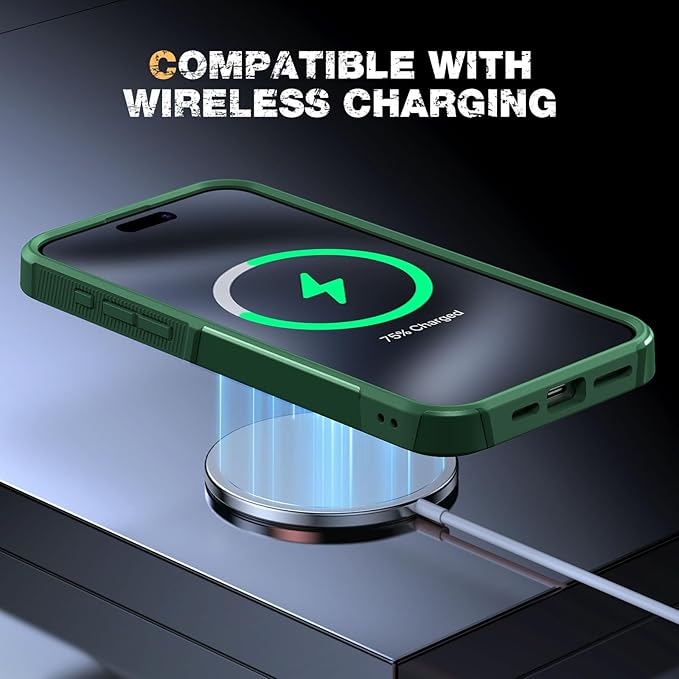 Diaclara Designed for iPhone 15 Pro Max Case, [with Privacy Screen Protector] [Anti Spy] [Military Grade Drop Protection] Heavy Duty Full-Body Shockproof Phone Case, Green