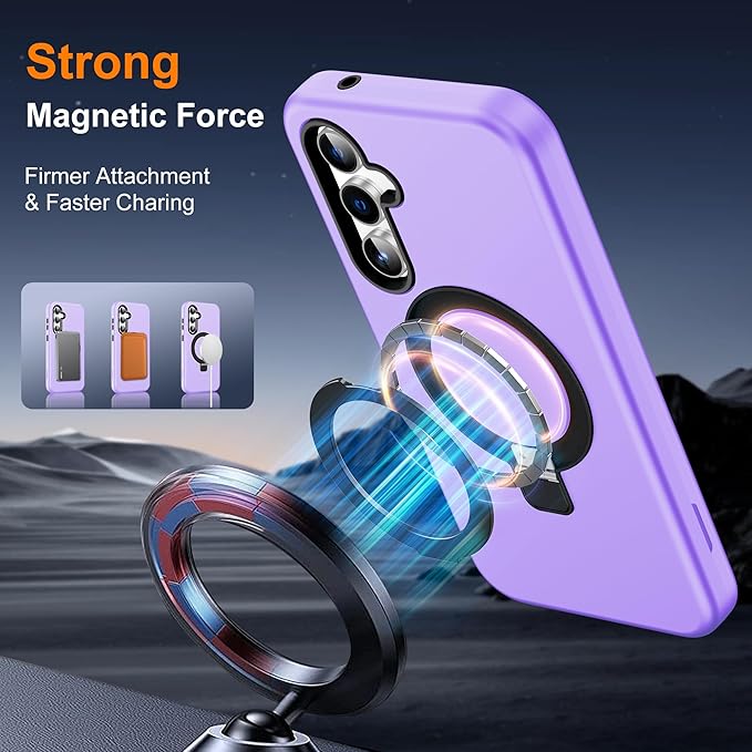 Designed for Samsung Galaxy S23 Plus Case with Magnetic Ring Stand [Compatible with Mag-Safe][Military Grade Drop Protection][Build in Kickstand] S23 Plus Phone Case 6.6",Light Purple