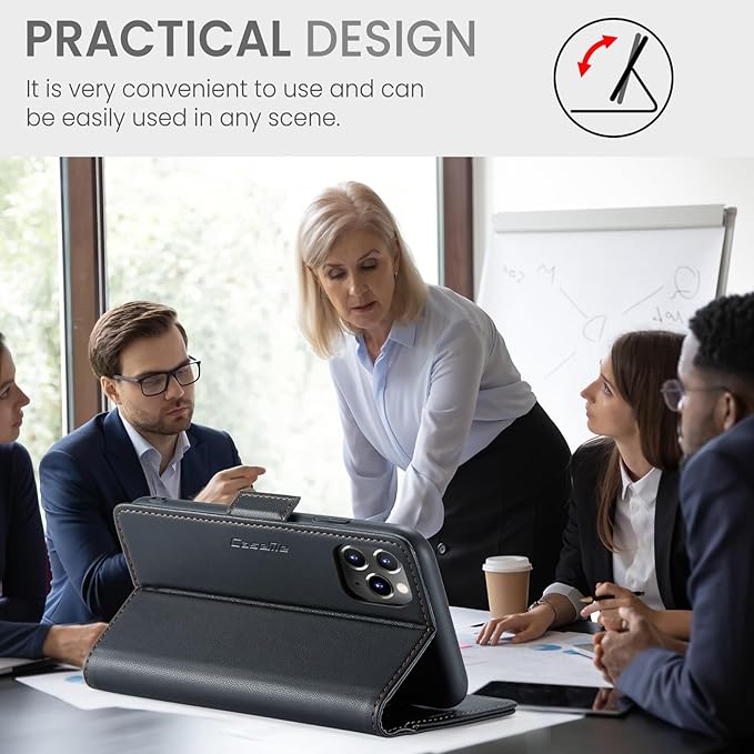 for iPhone 11 Pro Max Case, Premium PU Leather Wallet Case Flip Cover with [RFID Blocking][Card Holder][Stand Function] Shockproof Protective for iPhone 11 Pro Max, Black