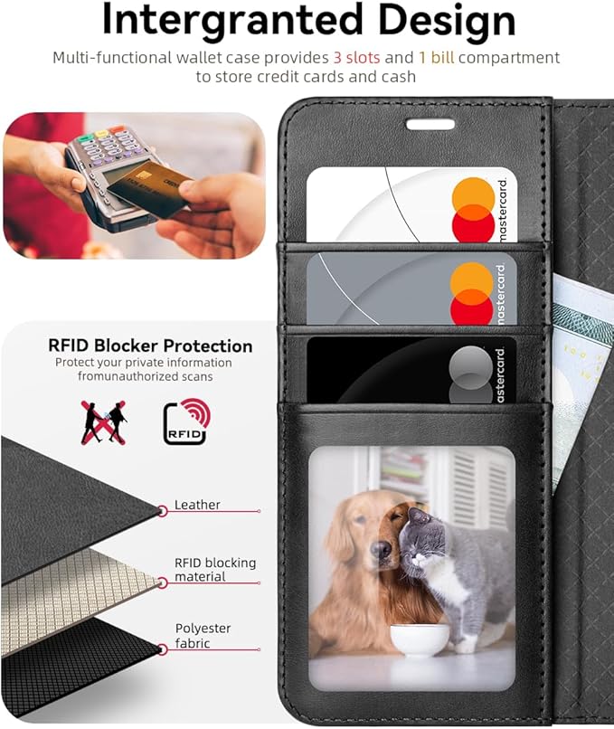 OCASE Compatible with Galaxy S25 Wallet Case, PU Leather Flip Folio Case with Card Holders RFID Blocking Kickstand [Shockproof TPU Inner Shell] Protective Phone Cover 6.2 Inch 2025, Spliced Gray