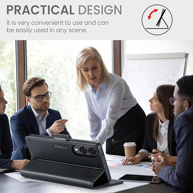 for Samsung Galaxy S25 Edge Case, Premium PU Leather Wallet Case Flip Cover with [RFID Blocking][Card Holder][Stand Function] Shockproof Protective for Samsung Galaxy S25 Edge, Black