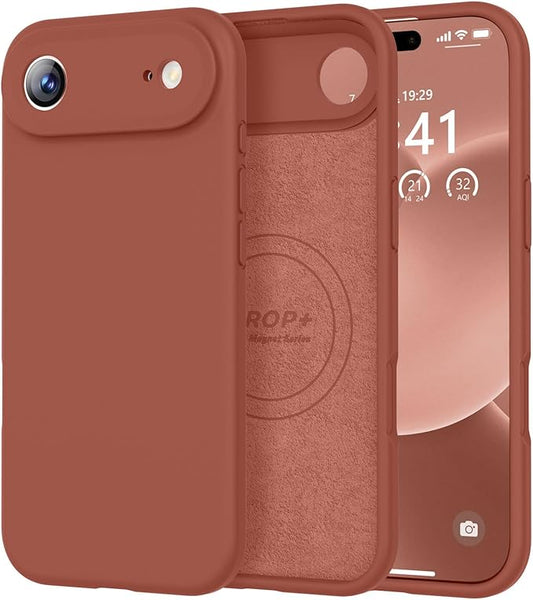 Vooii Magnetic Compatible with iPhone Air Case (Compatible with Magsafe) (Upgraded Camera Protection) Liquid Silicone Shockproof Full Body Protective Phone Cover for Women Men, Caramel, 6.5"