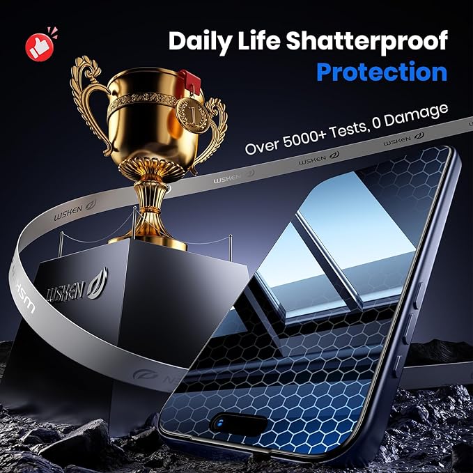 WSKEN for iPhone 17 Pro Privacy Screen Protector - [4 Way 360 Anti Spy] [Auto Dust-Remove] 10X Military Shatterproof 4 Directions Zero Bubble Anti Peep Tempered Glass Film for 17 Pro