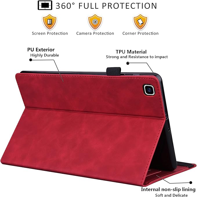 Lenovo Tab M8 Gen 3 2022 / Smart Tab M8 Gen 3 2022 / Lenovo Tab M8 / Tab M8 HD LTE/Smart Tab M8 / Tab M8 FHD Case 8.0 Inch Folio Stand Shell Cover Leather Card Holder Lenovo M8,Red