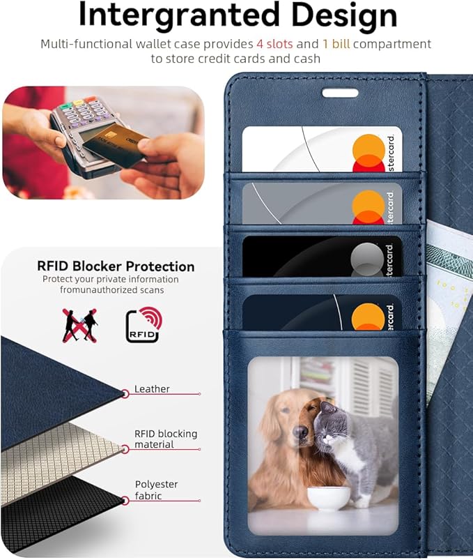 OCASE Compatible with Galaxy S25 Ultra Wallet Case, PU Leather Flip Folio Case with Card Holders RFID Blocking Kickstand [Shockproof TPU Inner Shell] Protective Phone Cover 2025, Spliced Blue