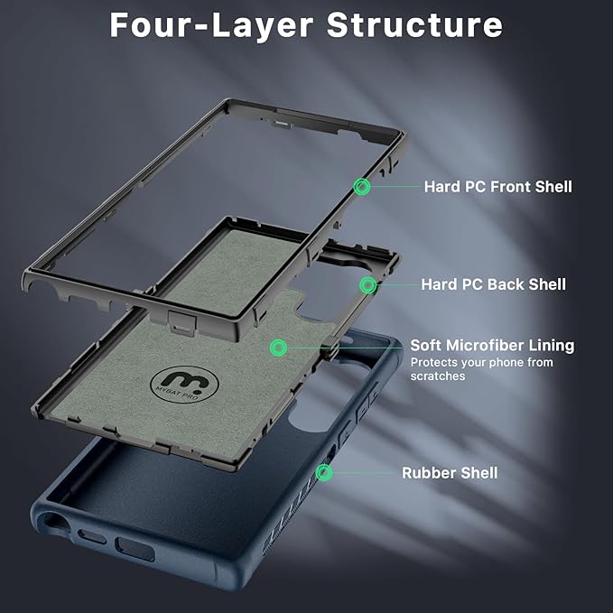 M MYBAT Pro Maverick Series for Samsung Galaxy S24 Ultra Case with Belt Clip Holster, 6.8 inch, Heavy Duty Military Grade Drop Protective Case with 360° Rotating Stand (No Screen Protector) Blue