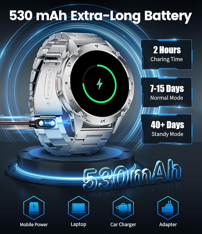 LIGE Military Smart Watch for Men iPhone Android 1.43" HD Amoled Rugged 110+ Sport Modes IP68 Waterproof Answer/Make Call Fitness Running Heart Rate Blood Pressure Health Mens Smartwatch