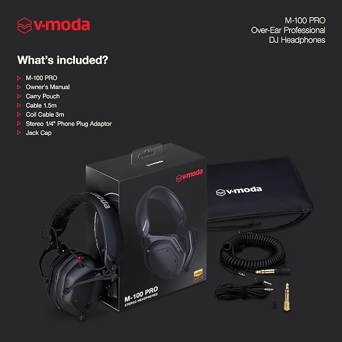 V-Moda M-100 PRO | Professional Over-Ear DJ Headphones | Built for Pro DJs & Beat-Driven Music | Superior Sound Isolation | One-Ear Listening | Long-Lasting Comfort | Durable Travel-Friendly Design