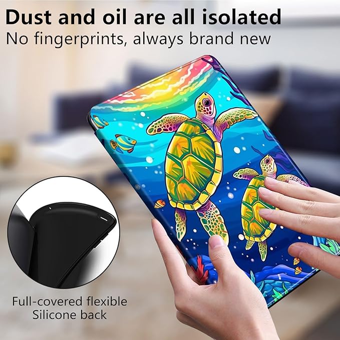 Case for Lenovo Tab P11 Plus Case 2021 (TB-J616F / J616X), 360 Degree Rotating Folding Stand,with Auto Sleep/Wake Case for Lenovo Tab P11 11” 2020 (TB-J606F TB-J606X),Green Corals sea Turtle