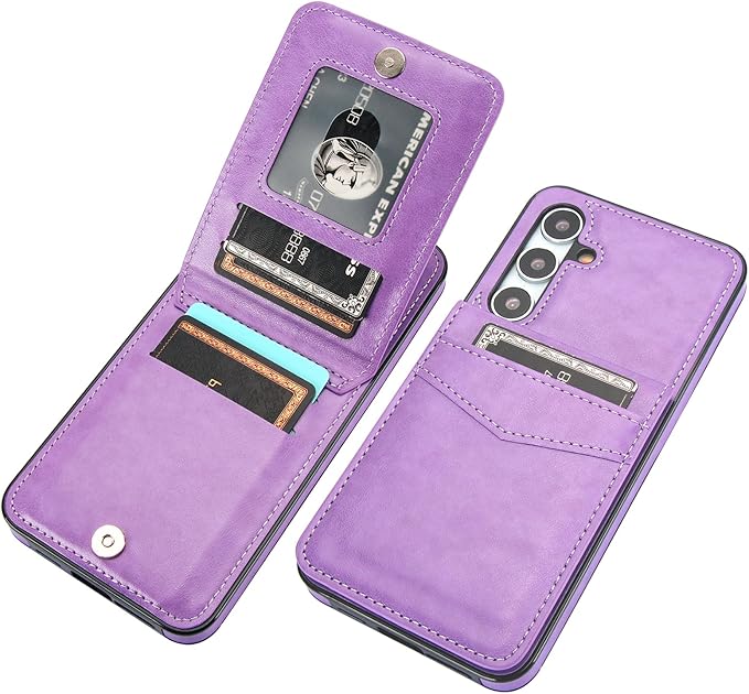 KIHUWEY for Samsung Galaxy S24 Plus Case Wallet with Credit Card Holder, Flip Premium Leather Magnetic Clasp Kickstand Heavy Duty Protective Cover for Samsung Galaxy S24 Plus 6.7" (Purple)