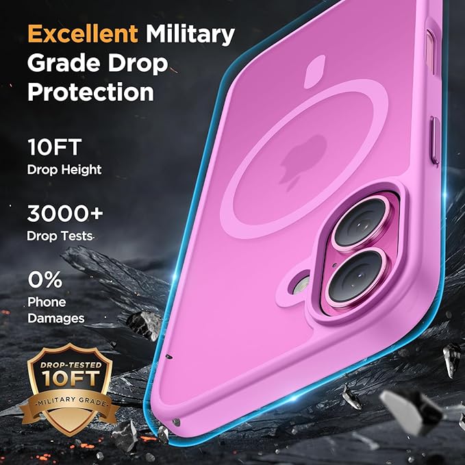 Miracase Magnetic Series for iPhone 16 Case [Compatible with MagSafe] [with 2X Screen Protectors] Military-Grade Protection, Anti-Fingerprint, Slim Phone Case for iPhone 16 6.1 inch - Light Purple
