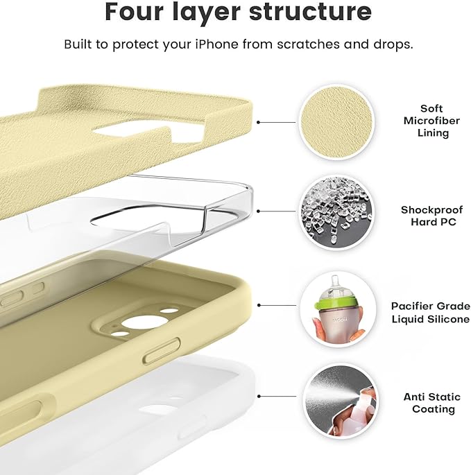 Vooii Compatible with iPhone 16 Pro Max Case, Liquid Silicone Upgrade [Camera Protection] [Soft Anti-Scratch Microfiber Lining] Shockproof Phone Case for iPhone 16 Pro Max 6.9 inch - Creamy Yellow