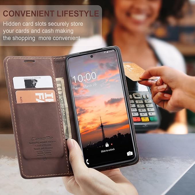 for Samsung Galaxy A33 5G Case, Flip Wallet Leather Case with Card Holder Magnetic Closure Shockproof Kickstand Protective Phone Cases Cover for Samsung A33 5G,Coffee