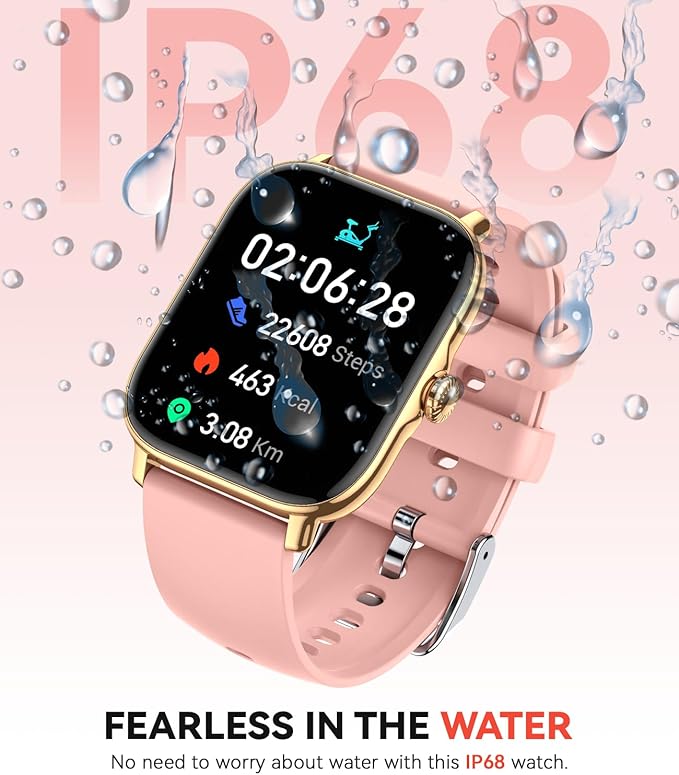 Smart Watch for Women Men- Answer/Make Call, 2025 IP68 Waterproof Fitness Step Sleep Tracker Watch with Monitor Activity Counter Smartwatch for Andriod iPhone iOS Samsung Compatible