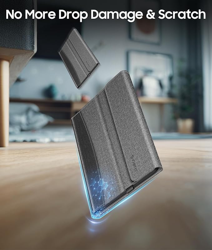 Fintie Protective Case for Microsoft Surface Pro 12 Inch (2025), Multi-Angle Viewing Portfolio Business TPU Back Cover with Pocket & Stylus Holder, Compatible with Type Cover Keyboard (Gray)