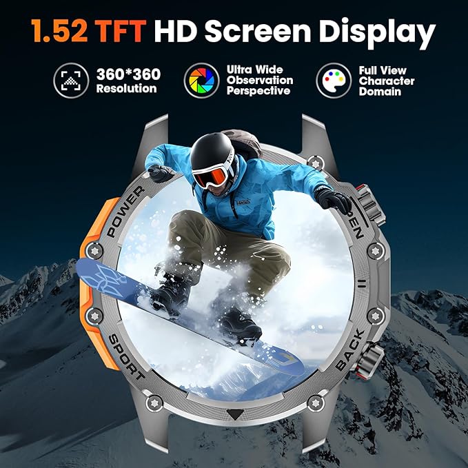 Hwagol Smart Watch Gifts for Dad(Calls/Answer),1.52'' Military Smart Watches for Men for Android iPhone,100+ Sport Modes/Heart Rate/Sleep Monitor Fitness Tracker,Two Accessories and Three Bands Kits