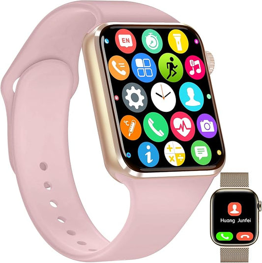 Smart Watch for Android iOS Phones Compatible iPhone Samsung, 2.09'' Fitness Activity Tracker Watch with Bluetooth Call/SMS/Sleep Monitor/Pedometer Smartwatch for Men Women with 2 Bands (Pink)