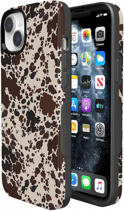 Casely iPhone 14 Case | Cowgirl Envy | Cow Print | Compatible with MagSafe | Bold Protective Design