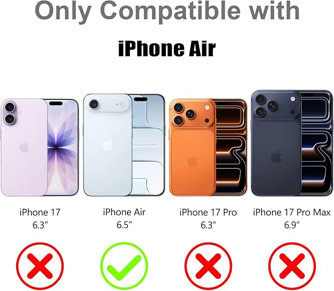 MOWIME Magnetic Case for iPhone Air [Compatible with Magsafe] [Cute Fashion Fluorescent Design] [1 Screen Protector] Slim Translucent Matte Case for iPhone Air 6.5" 2025, Black