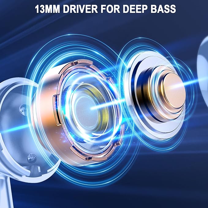 Wireless Earbuds, Bluetooth Ear Buds LED Power Display Headphones Bass Stereo, Bluetooth Earbuds in-Ear Noise Cancelling Mic, 40H Playback Mini Case IP7 Waterproof Sports Earphones for Android iOS