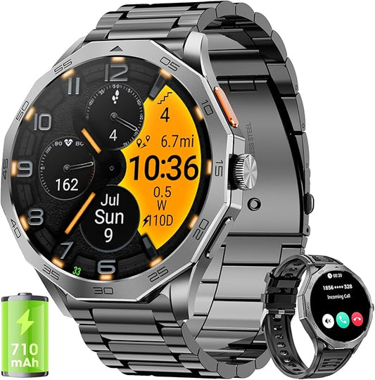 Military Smart Watch for Men 1.85" HD Ultra Screen Touch Screen 710mAh Battery Smart Watches for Android iOS （Bluetooth Call Answer/Dial Calls） Fitness Tracker with 100+ Sports