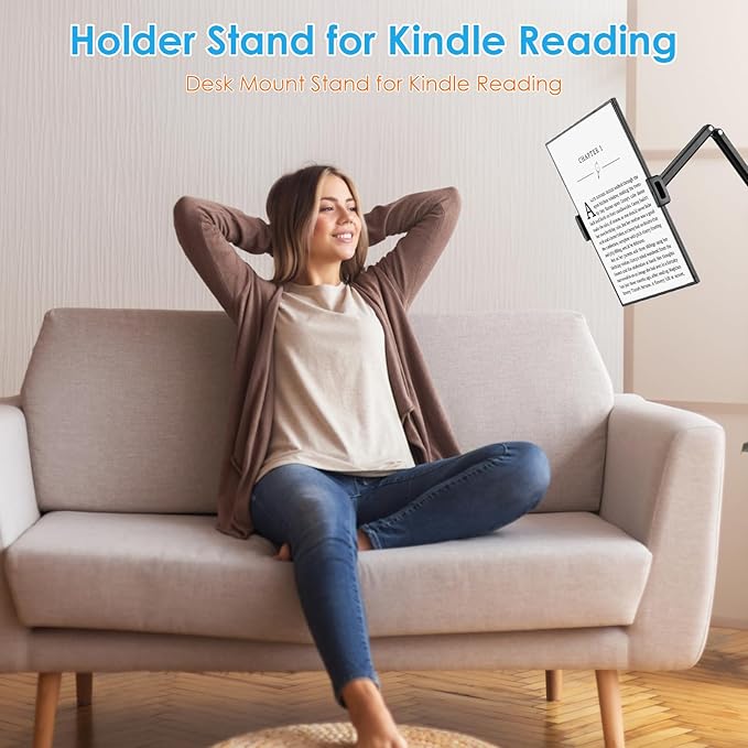 Tablet Stand Holder for ipad,Kindle,Portable Monitor Stand Holder 15.6'' Max,Foldable Tablet Mount Arm for ipad with 360°Rotate Base,Fits for Cell Phone,Kindle,Tabs 12.9'' Max(Not Over 2.65lb)