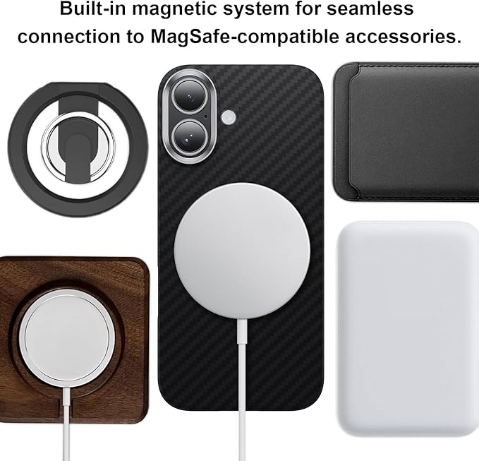 Aramid Fiber for iPhone 17 Case Black/Grey(Twill), Compatible with MagSafe,Slim & Light, Case-Less Touch Feeling