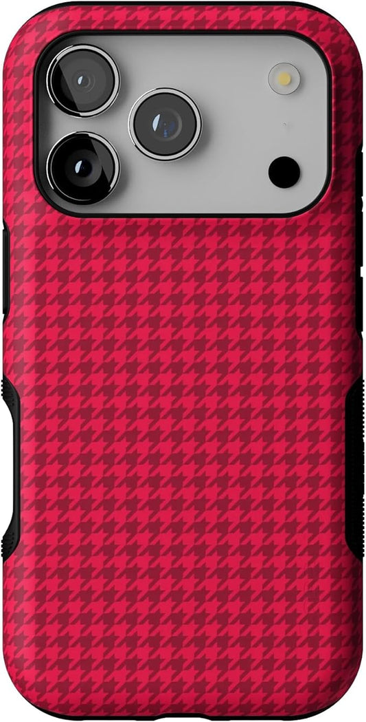 Casely iPhone 17 Pro Case | Best Dressed | Red Houndstooth | Bold Protective Design | Compatible with MagSafe