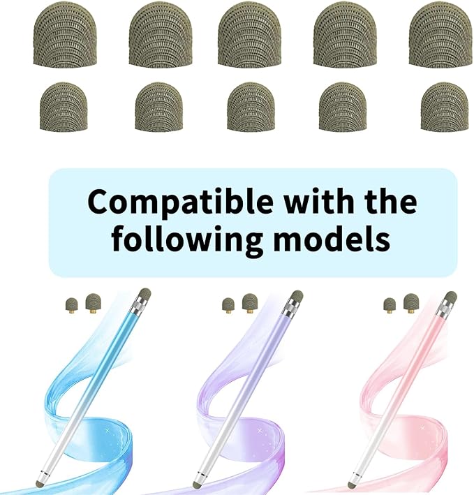 Replacement Fiber Mesh Tips for Stylus Pens - 10 Pieces Stylus Tips, Stylus Pen Tips, Fine Tip Stylus Replacement Tips, Touch Screen Tips