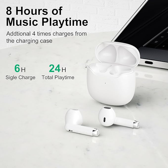 Wireless Workout Earbuds for Gym & Running: Bluetooth 5.3, Sweatproof, 8-Hour Playtime, Enhanced Bass, Clear Calls, iOS/Android