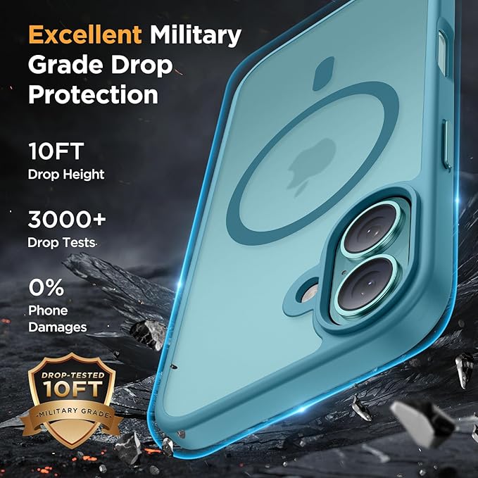 Miracase Magnetic Series for iPhone 16 Case [Compatible with MagSafe] [with 2X Screen Protectors] Military-Grade Protection, Slim Phone Cases for iPhone 16 6.1 inch - Green