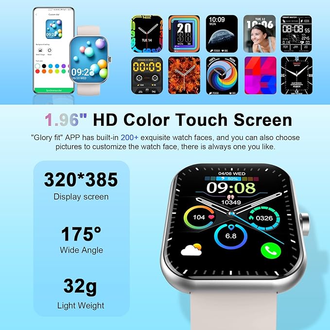 Smart Watch (Answer/Make Call), 2025 New Smartwatch for Men/Women, 1.96" Fitness Watch with 112 Sport Mode/Pedometer/Calories/Sleep/Heart Rate Monitor, IP68 Waterproof Fitness Tracker for Android iOS