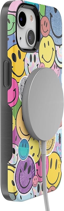 Casely iPhone 14 Case | All Smiles | Smiley Face Sticker | Compatible with MagSafe | Bold Protective Design
