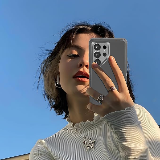 Designed for Samsung Galaxy S25 Ultra Case [with Privacy Screen Protector] 3-Layer Full Body Protection Rugged Shockproof Heavy Duty Phone Case Cover, Black/Grey