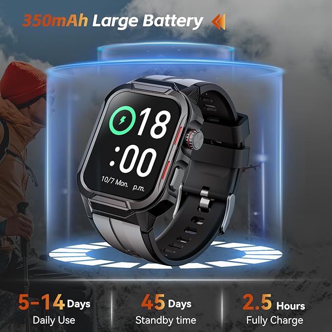 Smart Watches for Men (Answer/Make Calls), 1.96" Fitness Smart Watch with Heart Rate/Blood Oxygen/Sleep Monitor/100+ Sport Modes, 3ATM Waterproof Smartwatch Mens Watches for Android and iPhone