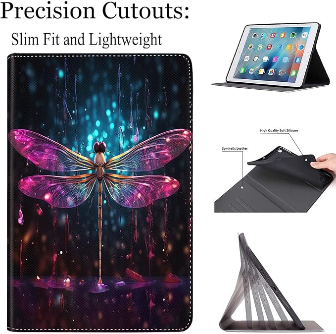 Case for Galaxy Tab A9 Plus ， Auto Sleep/Wake Multi-Angle Viewing Slim Folio Stand Cover for Samsung Galaxy Tab A9+/A9 Plus 11 Inch 2023 (SM-X210/X216/X218), Red Dragonfly