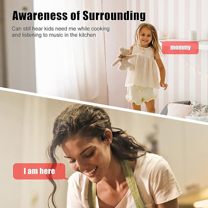 Bone Conduction Headphones Bluetooth, Wireless Open-Ear Headset with Microphones,Titanium Lightweight Sweat Resistant, Answer Phone Call Sports Earphones for Running Hiking Bicycling