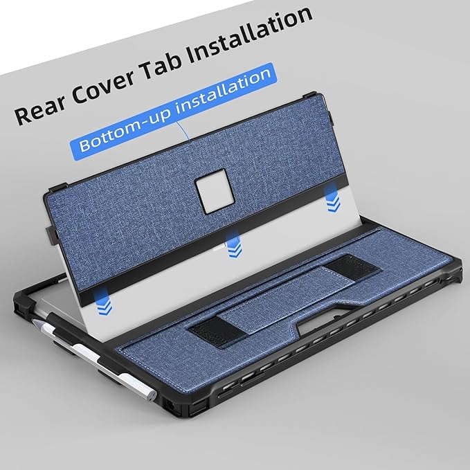 Case for 12.3" Microsoft Surface Pro 7+/7/6/5/4/Pro LTE Protective Rugged Cover Case, with Stylus Pen Holder and Hand Strap, Compatible with Type Cover Keyboard,Navy Blue
